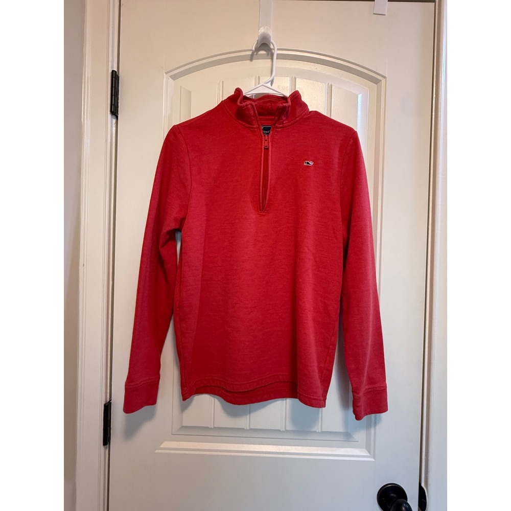 Vineyard Vines Boys XL 18 Red Quarter Zip Pullover Whale Logo 3K001238